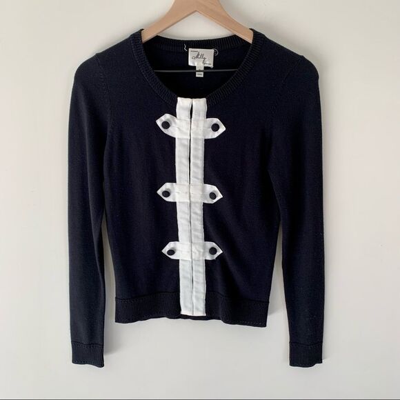 Milly Silk Blend Black & White Button Detail Hook Closure Cardigan, P (X… - Picture 1 of 9